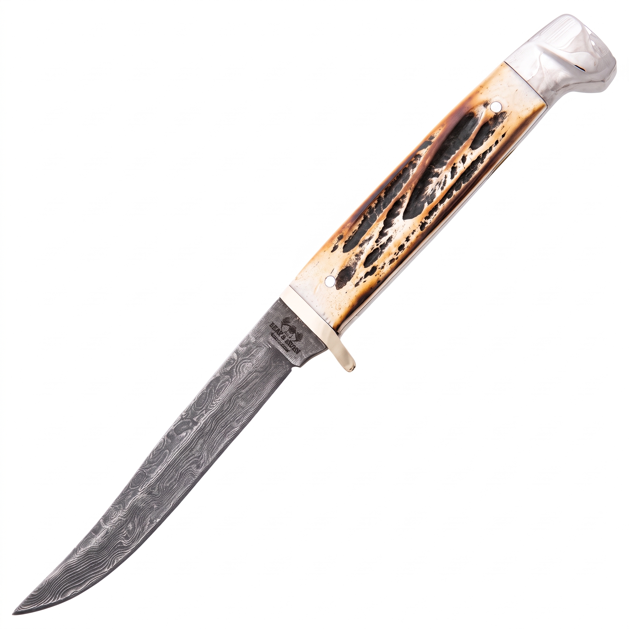 Gemini_Generated_Image_xdoqzfxdoqzfxdoq Bear & Son Cutlery StagCraft 3-Inch Damascus Hunter Fixed-Blade Knife - Image 1